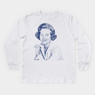 Betty White Vintage Blue Kids Long Sleeve T-Shirt